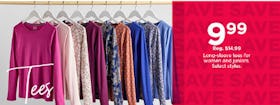 $9.99 Long-Sleeve Tees For women and Juniors