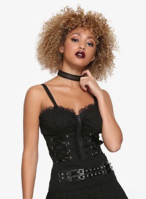 Tripp Black Skull Embroidery Lace-Up Corset from Hot Topic
