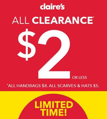 All Clearance $2 or Less from Claire's                                