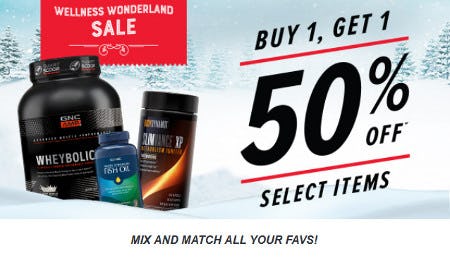 Buy 1, Get 1 50% Off Select Items from GNC
