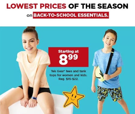 Starting at $8.99 Tek Gear Tees and Tank Tops for Women and Kids from Kohl's