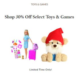 30% Off Select Toys and Games