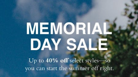 Up to 40% Off Memorial Day Sale