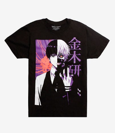 Tokyo Ghoul Kaneki Split Face T-Shirt from Hot Topic
