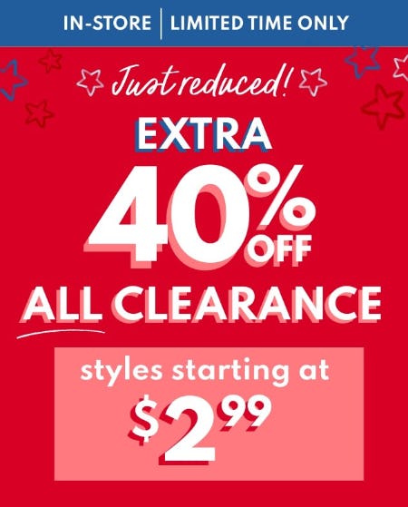 Extra 40% Off All Clearance