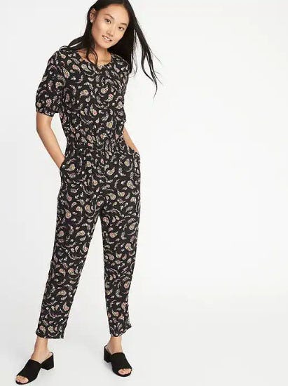 Waist-Defined Cross-Back Jumpsuit for Women from Old Navy