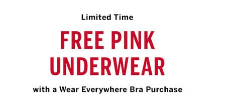 Free PINK Underwear With a Wear Everywhere Bra Purchase
