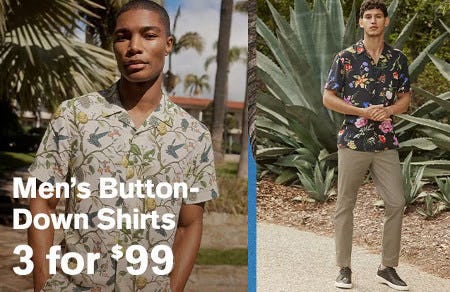 Men's Button-Down Shirts 3 for $99 from Express Factory