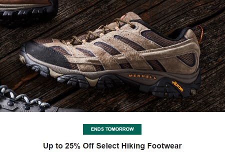 Up to 25% Off Select Hiking Footwear