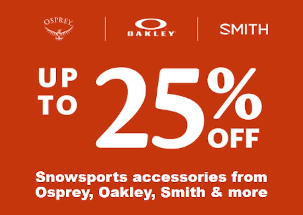 Up to 25% Off Snowsports Accessories from Osprey, Oakley, Smith & More