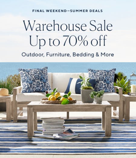 Warehouse Sale: Up to 70% Off from Pottery Barn