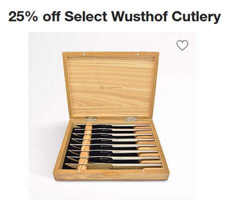 25% off Select Wusthof Cutlery from Crate & Barrel