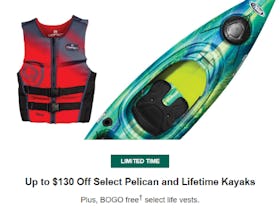Up to $130 Off Select Pelican and Lifetime Kayaks