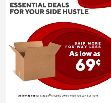 As low as 69¢ for Staples® Shipping Boxes When you Buy 5 or More