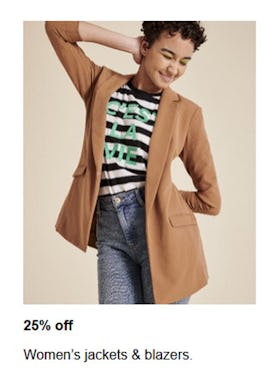 25% off Women's Jackets and Blazers