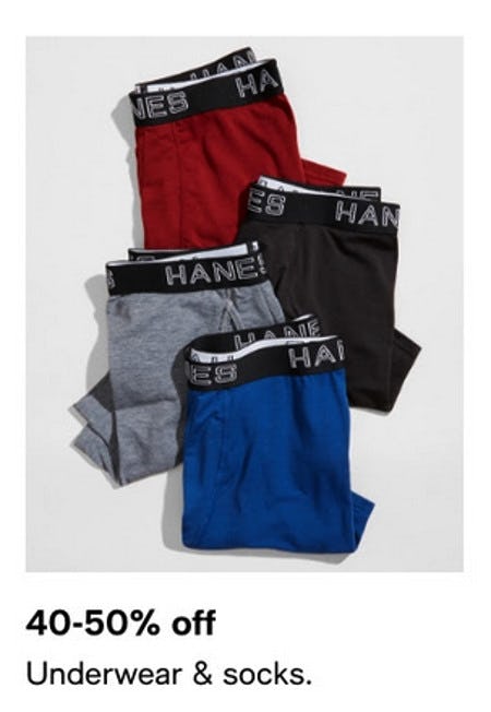 40-50% Off Underwear and Socks from macy's