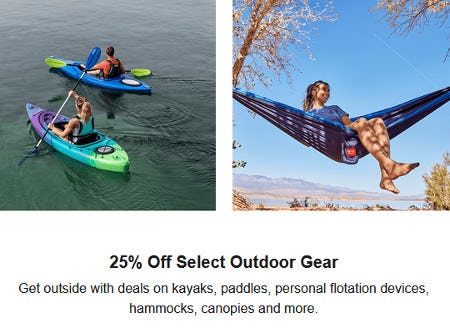 25% Off Select Outdoor Gear