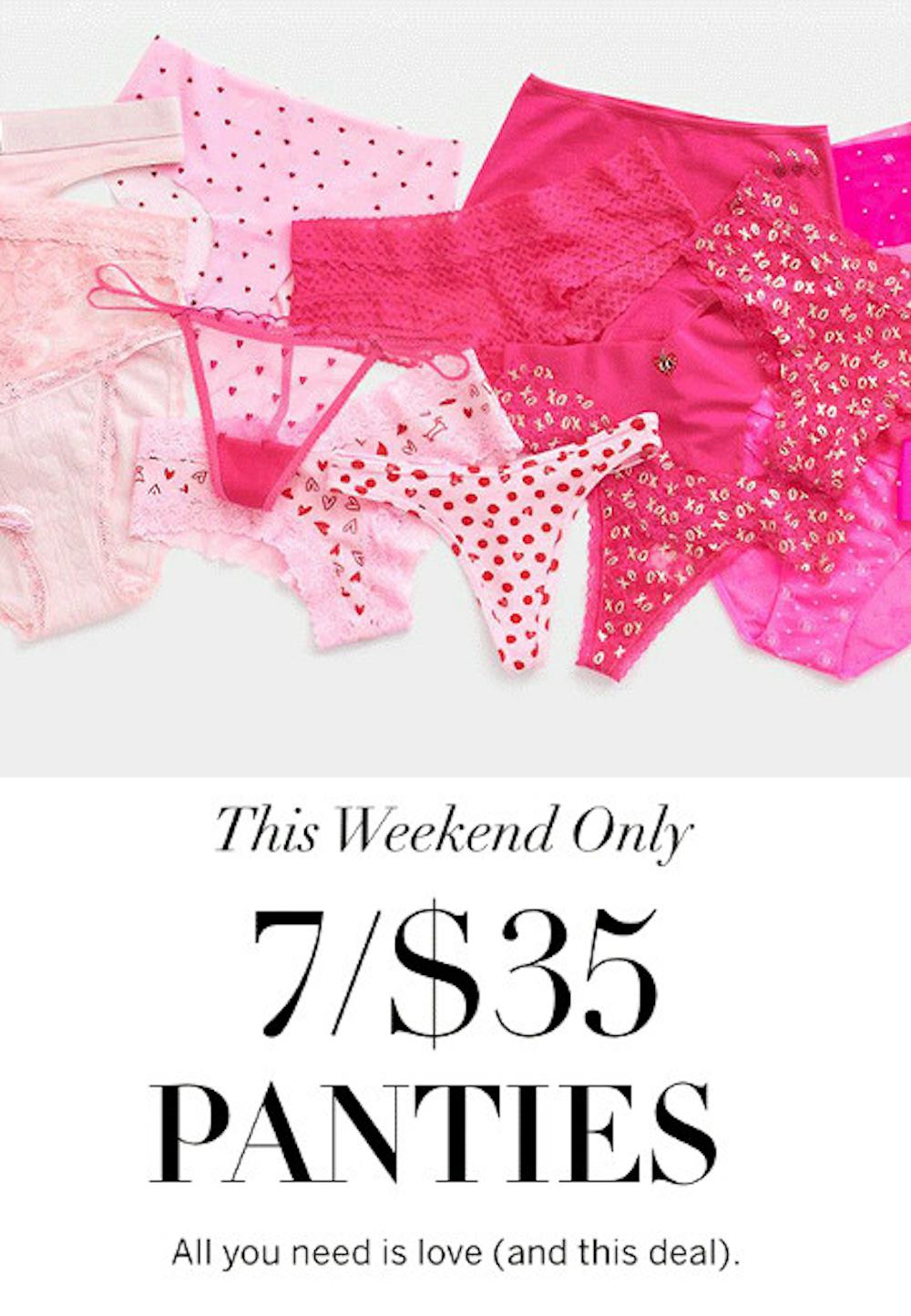 Antelope Valley Mall ::: Deal ::: 7 for $35 Panties ::: Victoria's