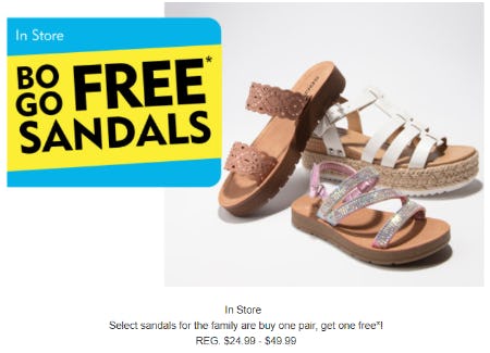 BOGO Free Select Sandals for the Family from Shoe Carnival