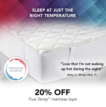 20% Off True Temp Mattress Layer from Sleep Number