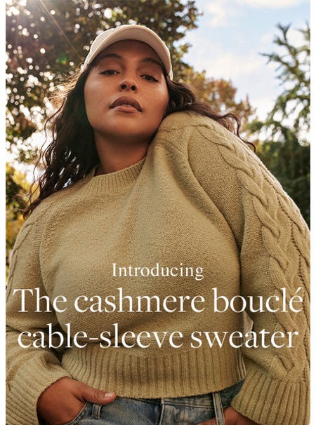 Introducing the Cashmere Bouclé Cable-Sleeve Sweater from J.Crew-on-the-island