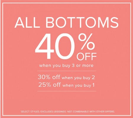 All Bottoms 40% Off When You Buy 3 or More from Torrid