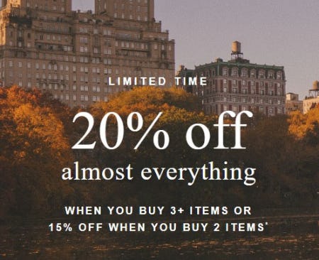 20% Off Almost Everything When You Buy 3+ Items from Abercrombie & Fitch