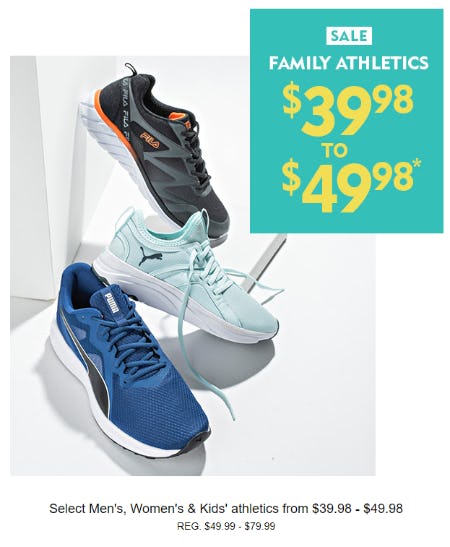 Family Athletics Sale: $39.98 to $49.98 from Shoe Carnival