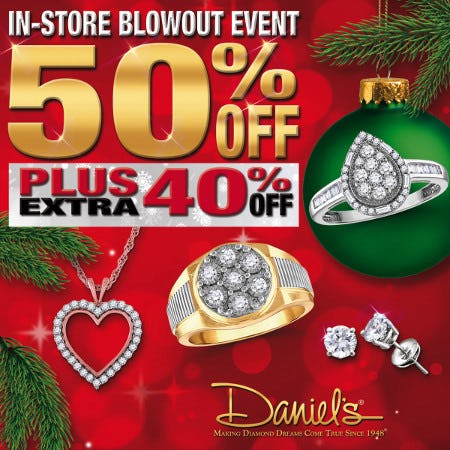 Daniel's Jewelers Blowout: 50% OFF + Extra 40% OFF from Daniel's Jewelers