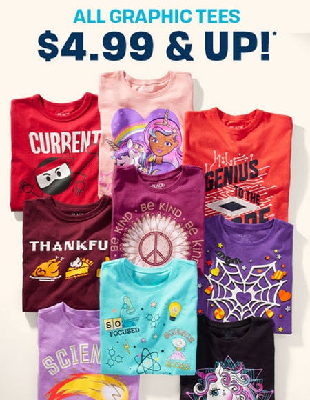 All Graphic Tees $4.99 & Up from The Children's Place