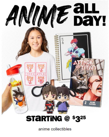 Starting at $3.25 Anime Collectibles from Five Below