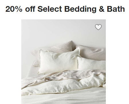 20% off Select Bedding & Bath from Crate & Barrel