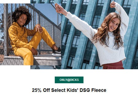 25% Off Select Kids' DSG Fleece from Dick's Sporting Goods
