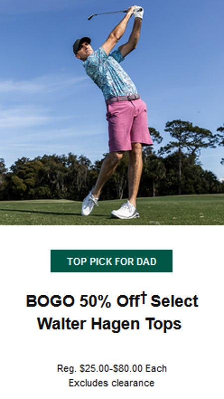 BOGO 50% Off Select Walter Hagen Tops from Dick's House of Sport