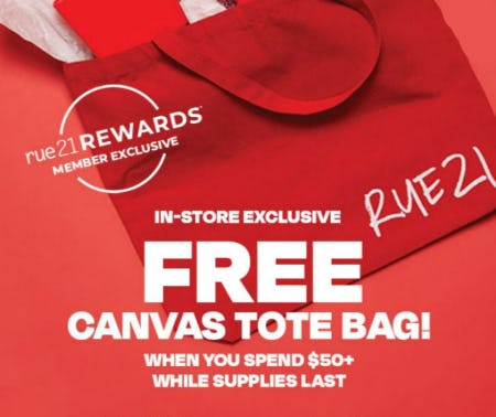 Free Tote Bag with $50+ Purchase from rue21