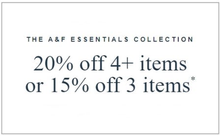 20% Off 4+ Items or 15% Off 3 Items from Abercrombie & Fitch