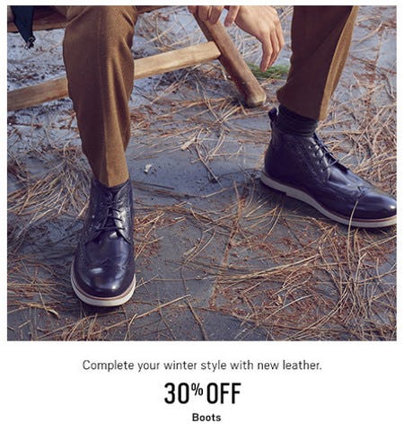 30% Off Boots from Men's Wearhouse