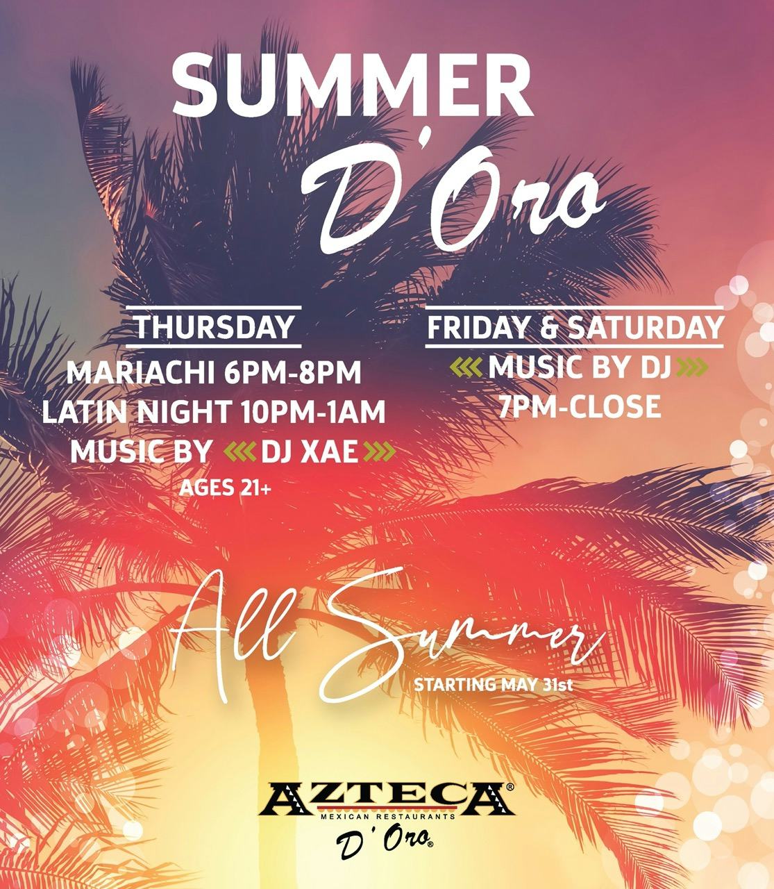 Azteca D'Oro Summer Events