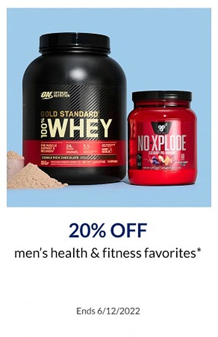 20% Off Men's Health & Fitness Favorites from The Vitamin Shoppe