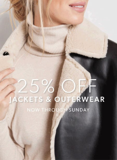 25% Off Jackets & Outerwear