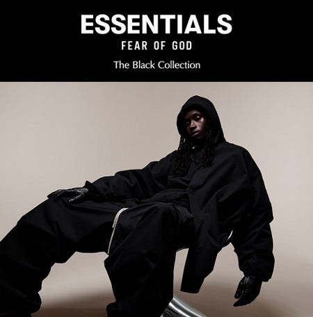 New Fear of God ESSENTIALS The Black Collection from PacSun