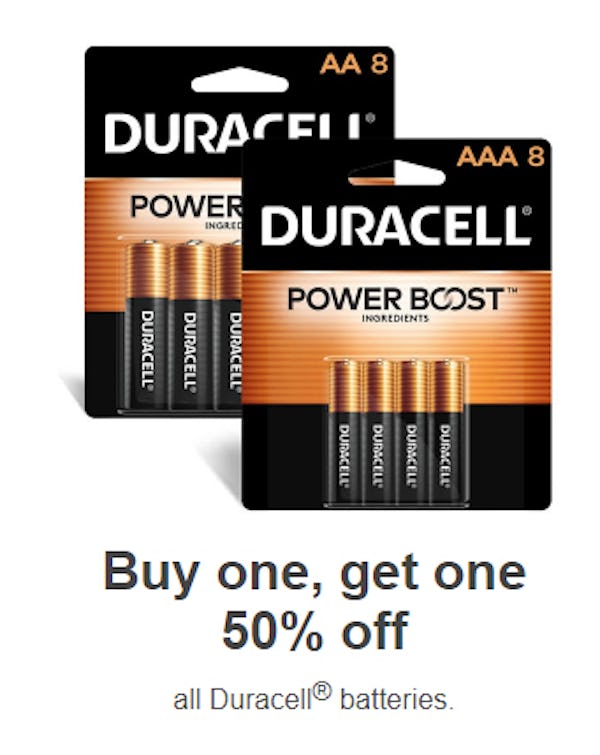 Buy One, Get One 50% Off All Duracell® Batteries