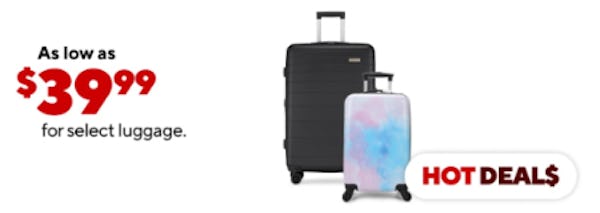 As Low as $39.99 for Select Luggage