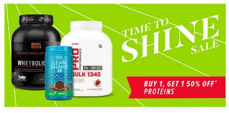 Buy 1, Get 1 50% Off Proteins from GNC