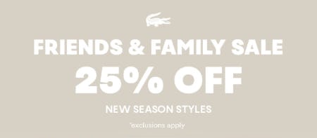 Friends & Family Sale from Lacoste