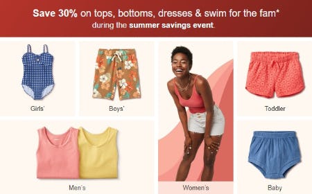 Save 30% on Tops, Bottoms, Dresses & Swim for the Fam from Target
