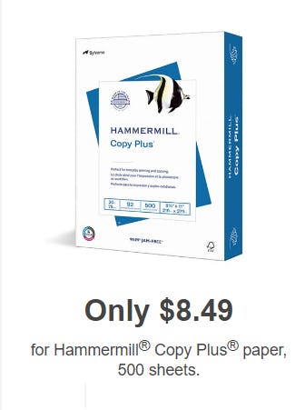 Only $8.49 for Hammermill® Copy Plus® Paper, 500 Sheets