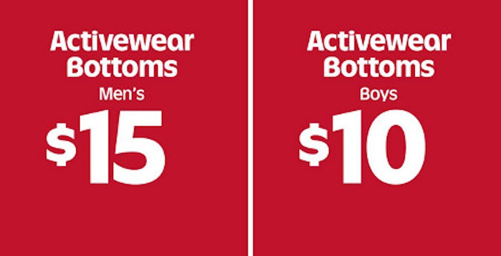 $15 Activewear Bottoms for Men's and $10 for Boys