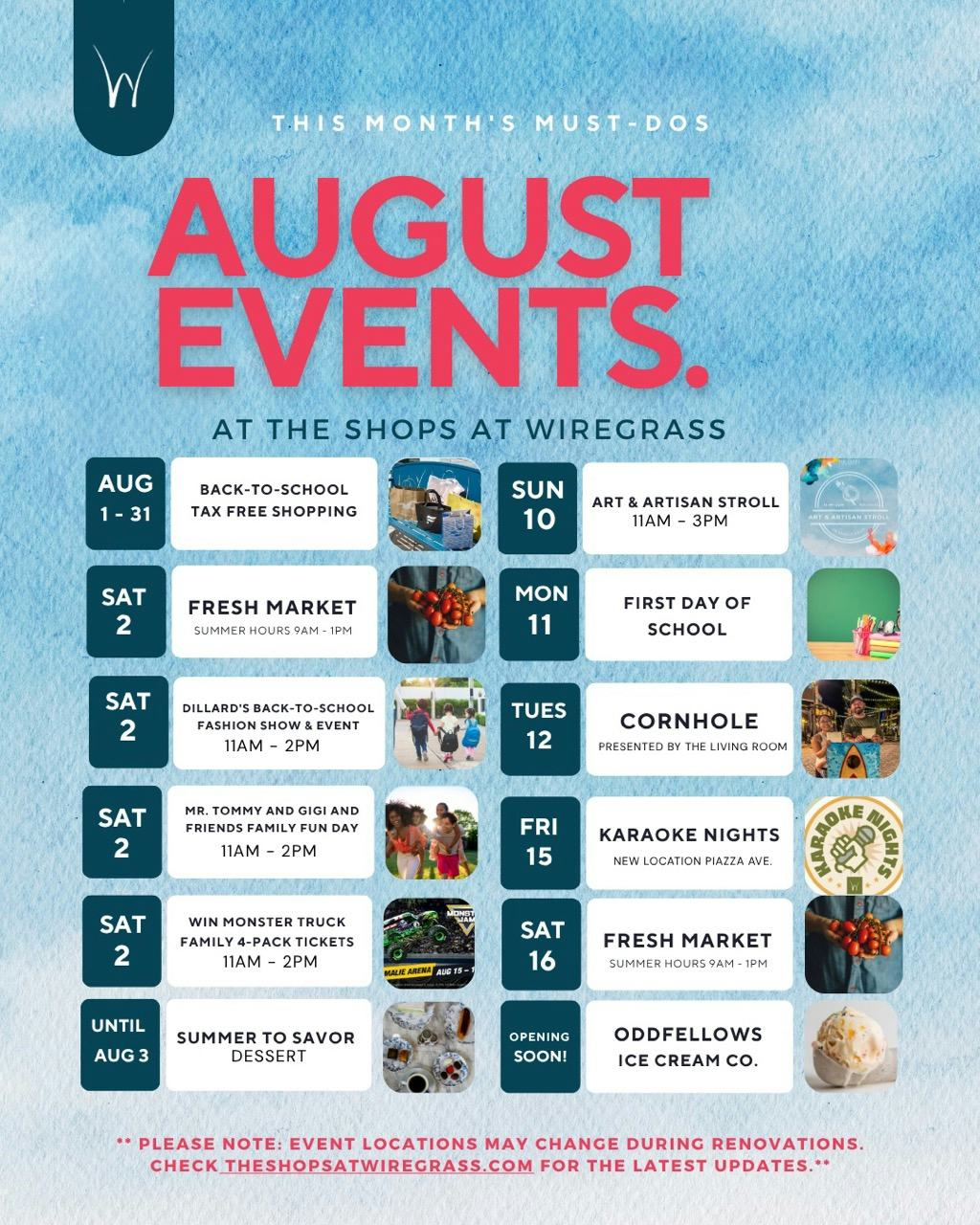 August Events Calendar