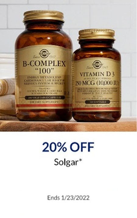 20% Off Solgar from The Vitamin Shoppe